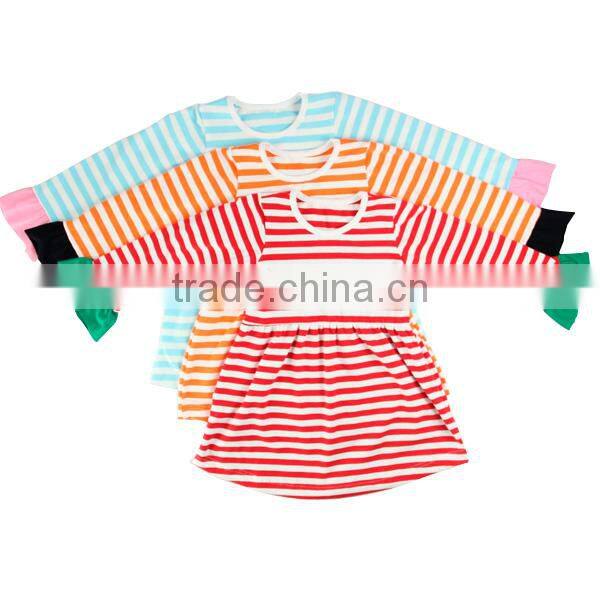 Baby frock design casual dress ruffle stripe girls boutique dress children cotton dresses