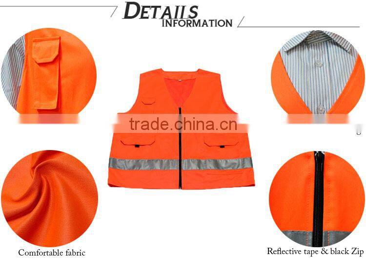 safe protective orange LED construction vest for workers