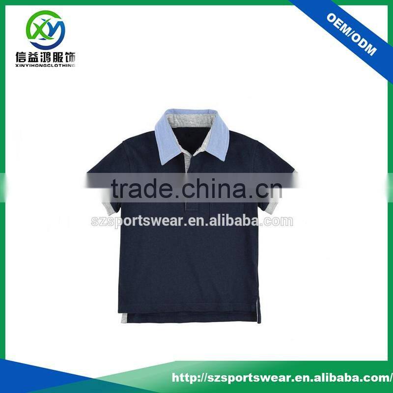 OEM kit contrast collar and pocket kids 100%cotton custom polo shirt