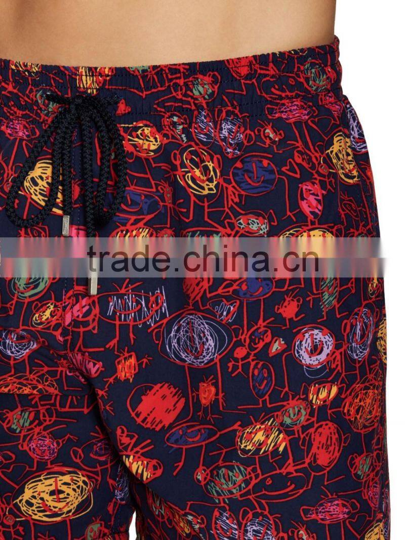 Wholesale OEM man printed swim trunks Woven swim beach custom swimwear pants