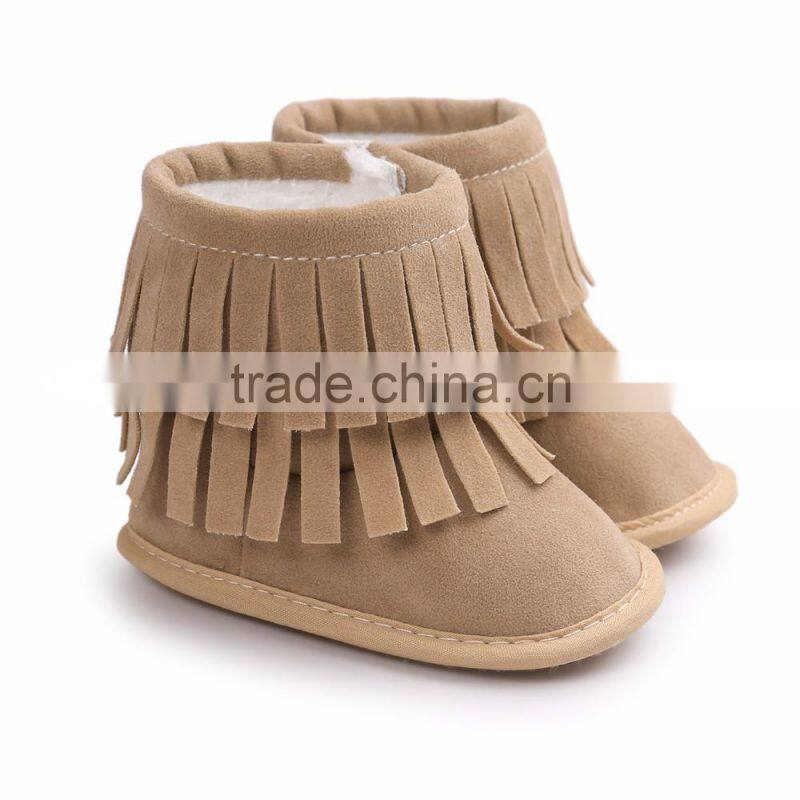 fringed suede fabric baby warm boots