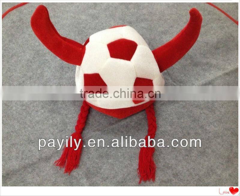 EN71 Carnival Hat Red horn football hat with braids