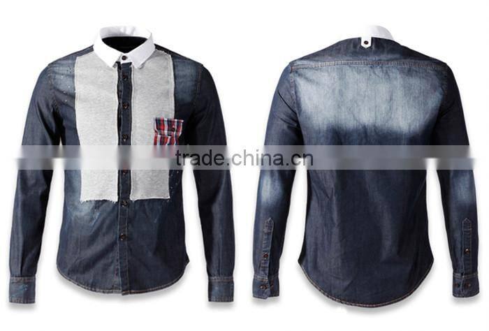 2016 men denim shirts wholesale , men denim casual shirt