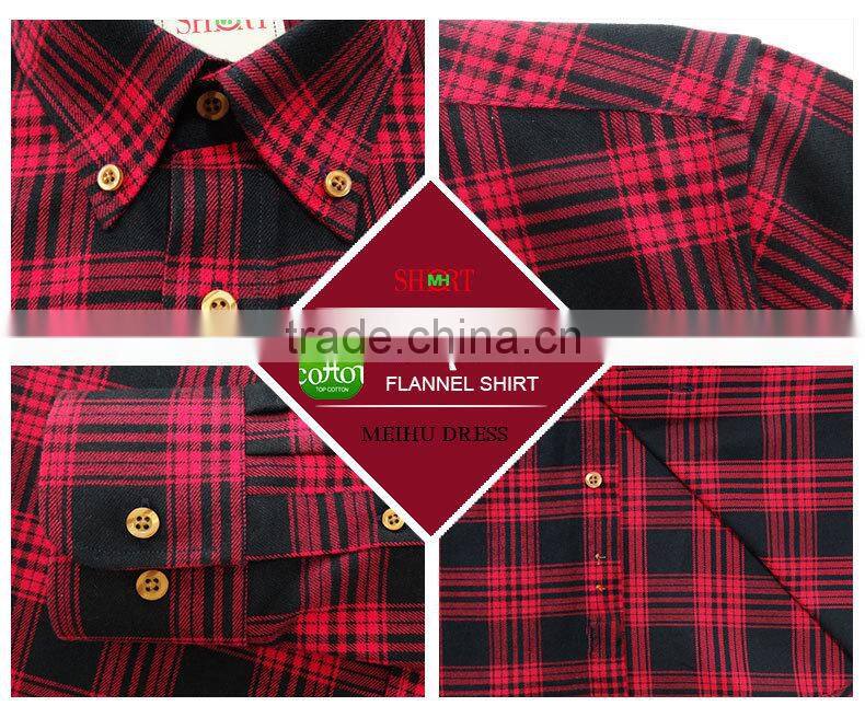 2017 latest shirts pattern for men flannel plaids with button down collar