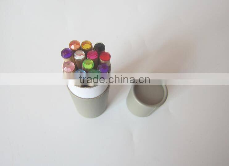 3.5''HB natural pencils wih diamond in paper tube
