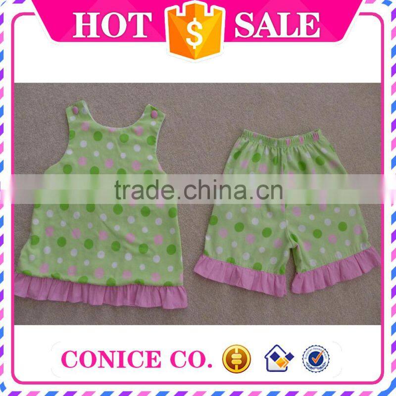 factory directly sale summer 2 piece sleeveless swing top & pants child cloths kids wear for 4th of july