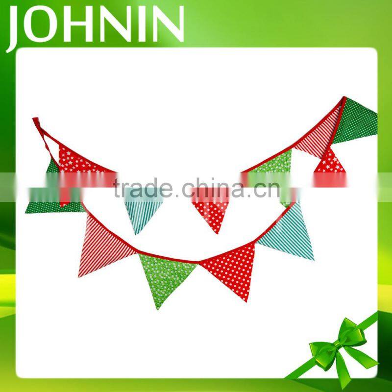 NO MOQ polyester cotton christmas flag bunting for party decoration