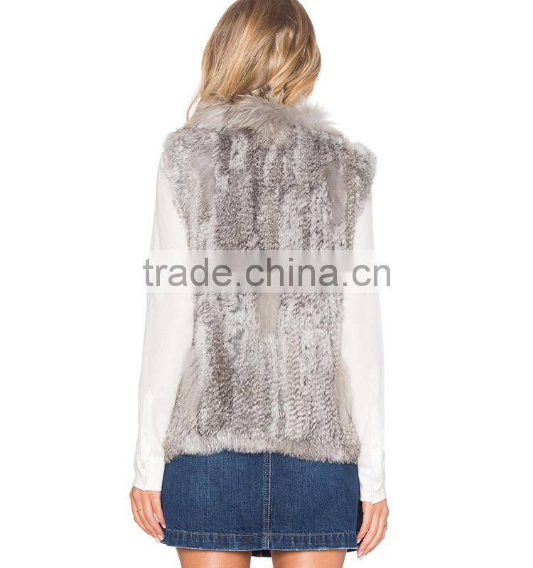 SJ324-01 Big Collar Raccoon Vests Hot Sale Danish Winter Women Clothing Collection