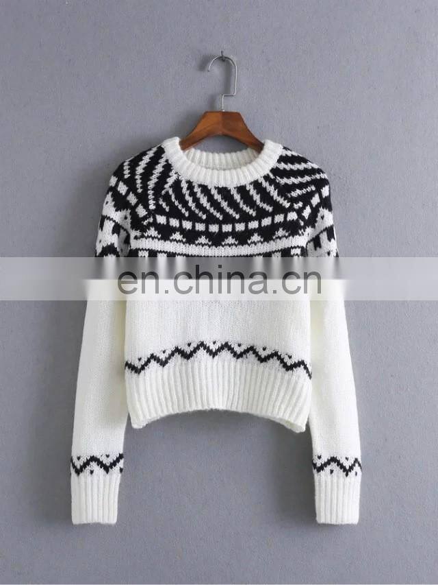 Custom Latest Fashion Design Sweaters Stock Computer Knitted Cashmere Women Loose Sweater