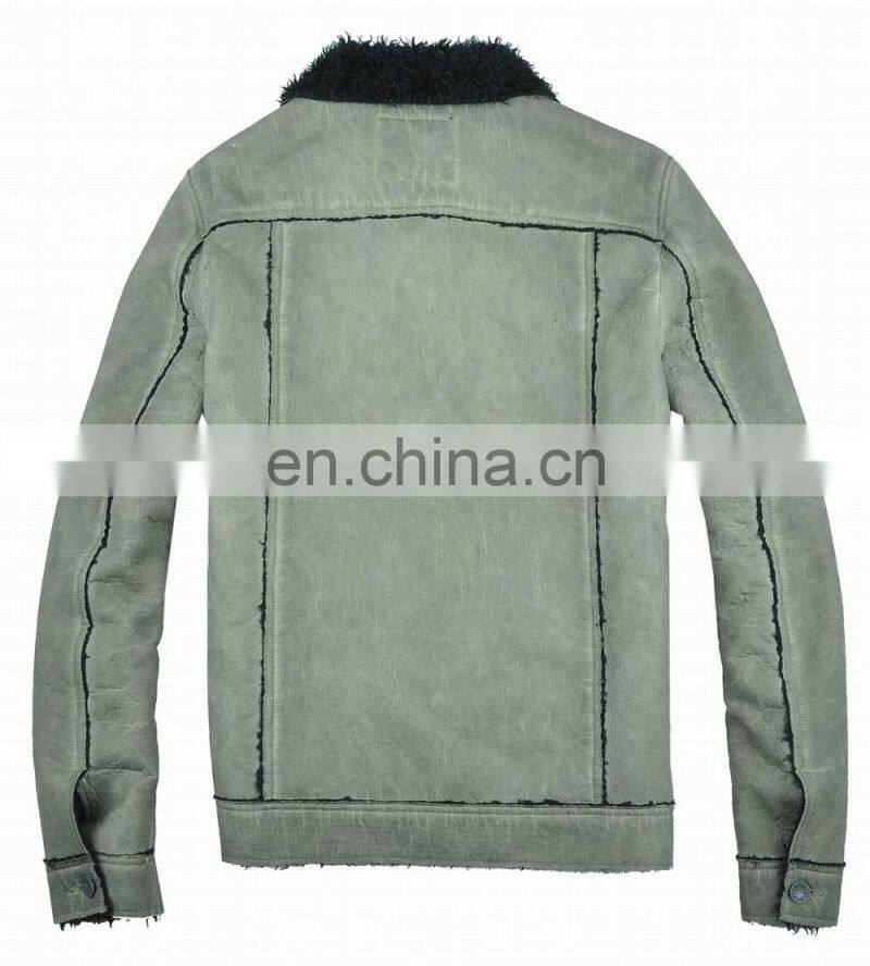 2015 last fashion mens handsome warm genuine men leather jacket