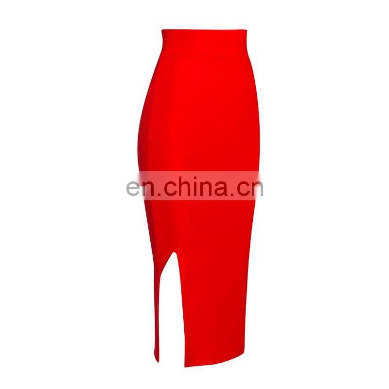 AMIGO 2017 new design red midi slit bodycon bandage dress tight pencil skirt for working women wholesale