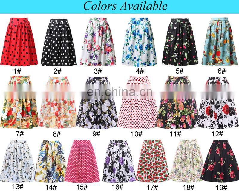 19 Colors ! Grace Karin Cheap Occident Short Retro Vintage Floral Print Cotton Skirt CL6294-3#