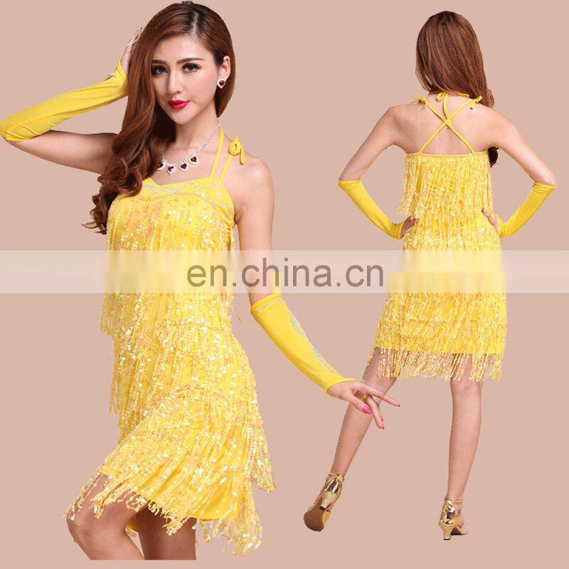 BestDance dance dress latin Tassel Sequin Fringe Flapper Dress ballroom latin dance dress
