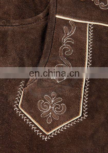 Authentic german bavarian lederhosen dark brown suede leather (Bavarian Clothing)