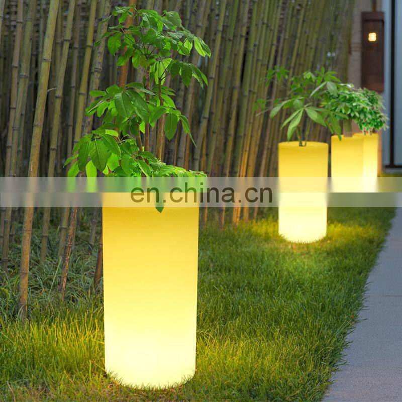 Decoration plastic furniture led lighting flower pot planter vase