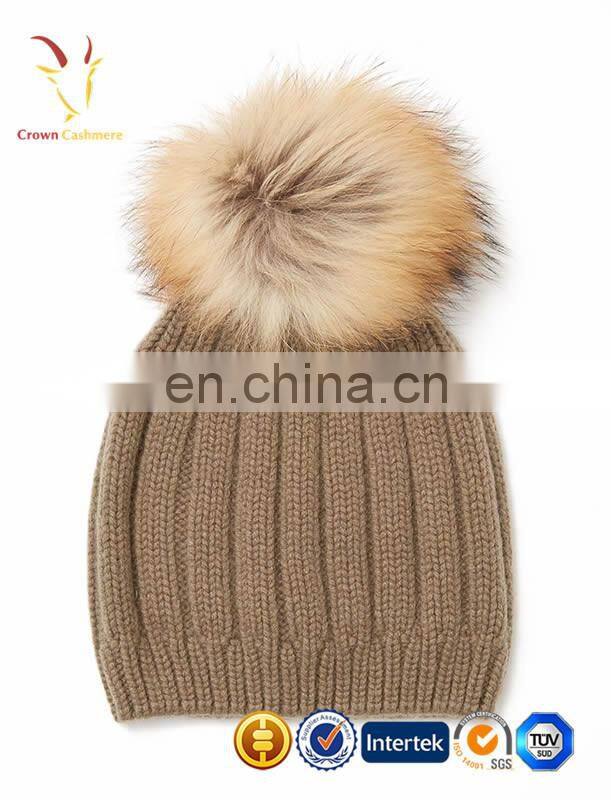 Crochet Kids Hats Wholesale Baby Beanie Hat with Fur Boll