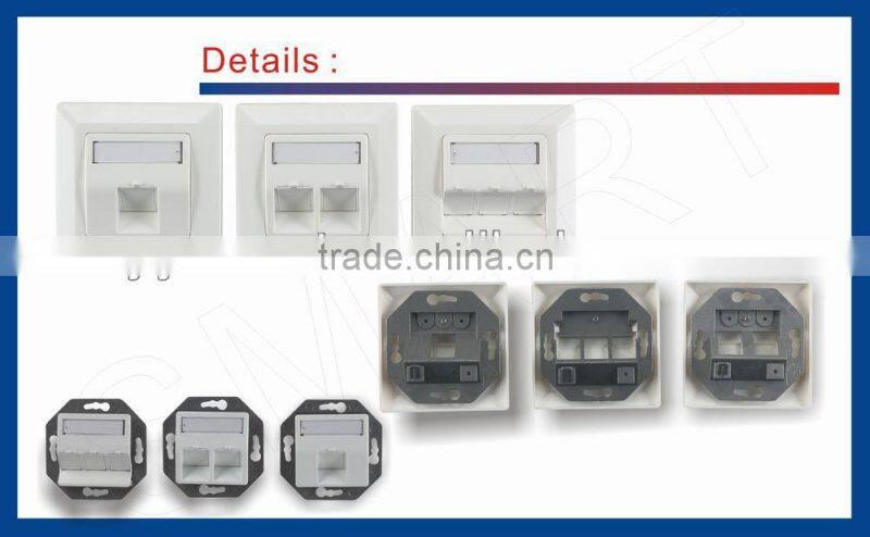 Cat5e Germany RJ45 bevelled fiber faceplate