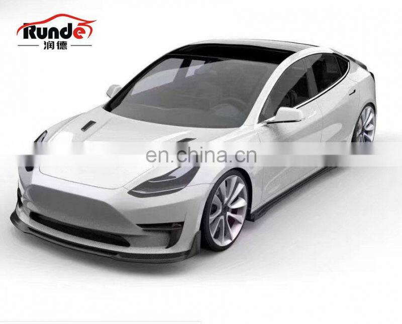 RD New Arrival Vors Style Carbon Fiber Body Kit Front Lip Side Skirts Rear Bumper For Tesla Model 3
