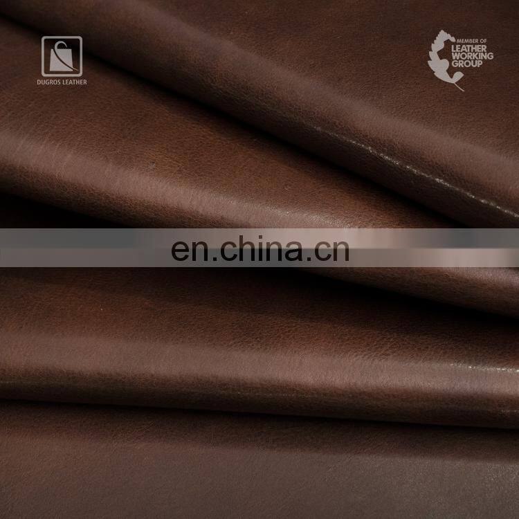 Beautiful Drum-Stuffed Full Grain Sustainable High Quality Rugged Look Vegetable Tanned Cow Genuine Leather for Sale