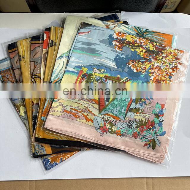 Luxury Vintage Unique Pattern Custom Square 100% Natural Silk Scarves For Women