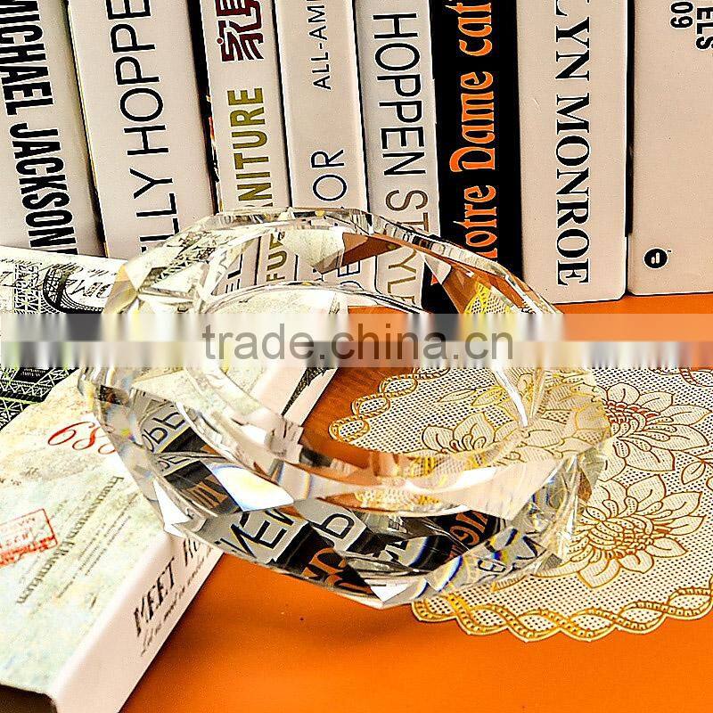 wholesale big Octagonal crystal ashtray cheap K9 glass ash bin