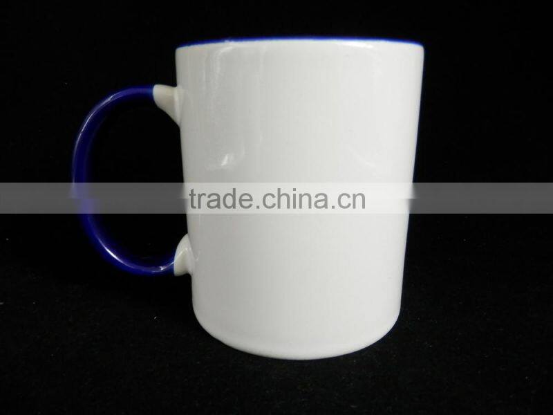 11oz sublimation stoneware mug with color rim & handle