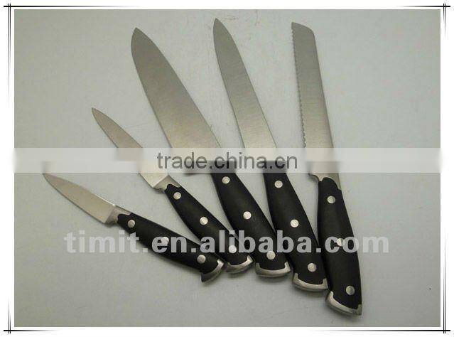 6pcs stainless steel solid handle good quality kitchen color knife