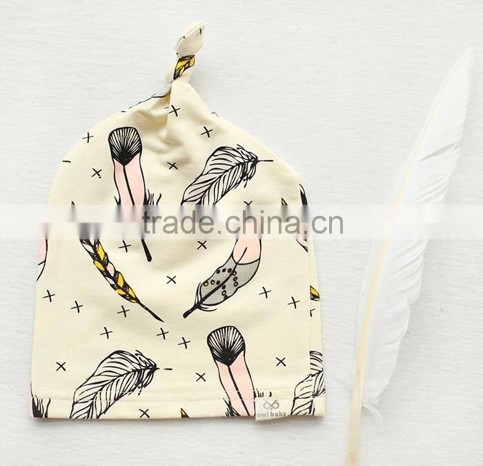 Breathable Kids Hat Boutique Cotton Cartoon Tied Angle Newborn Baby Cap For 0-2 Years In Stock