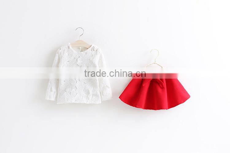 baby clothes set boutique chiffon skirt with white lace tshirt set goods for children clothes