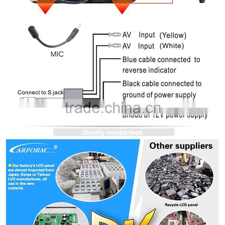 car rear mirror 7 inch TFT LCD color monitor with bluetooth and USB build-in SD reader