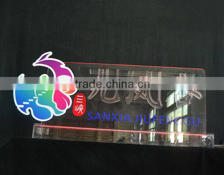 Customized acrylic led edge lit sign base,high quality ceremony supplies