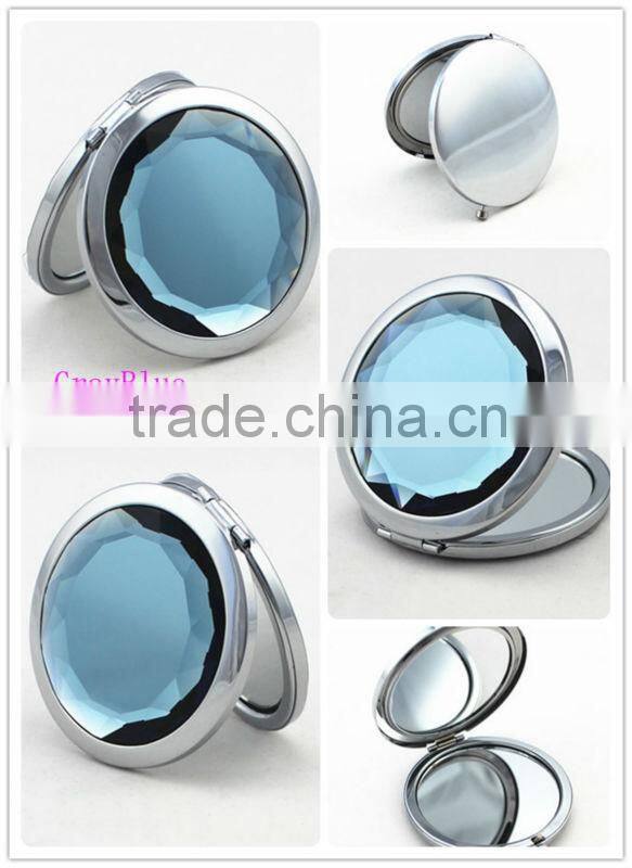 Fahion blue crystal pocket mirror cosmetic mirror compact mirror