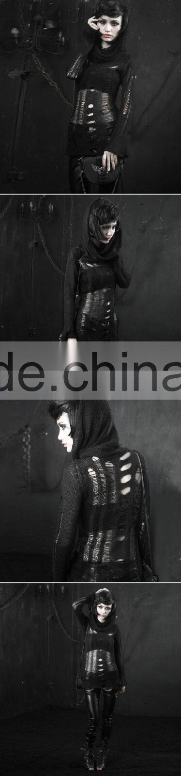 M-012 Wholesale Fashion Gothic Fuzzy Broken Mesh Sweaters Knitting Patterns