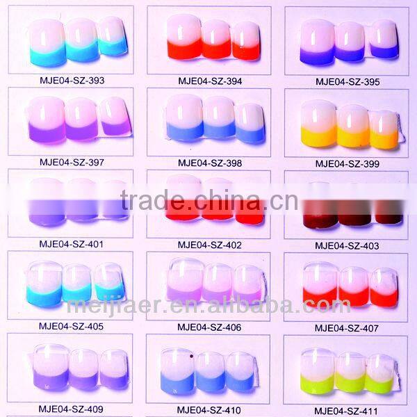 Pink flower half french half floral fingernail false designed nail tips