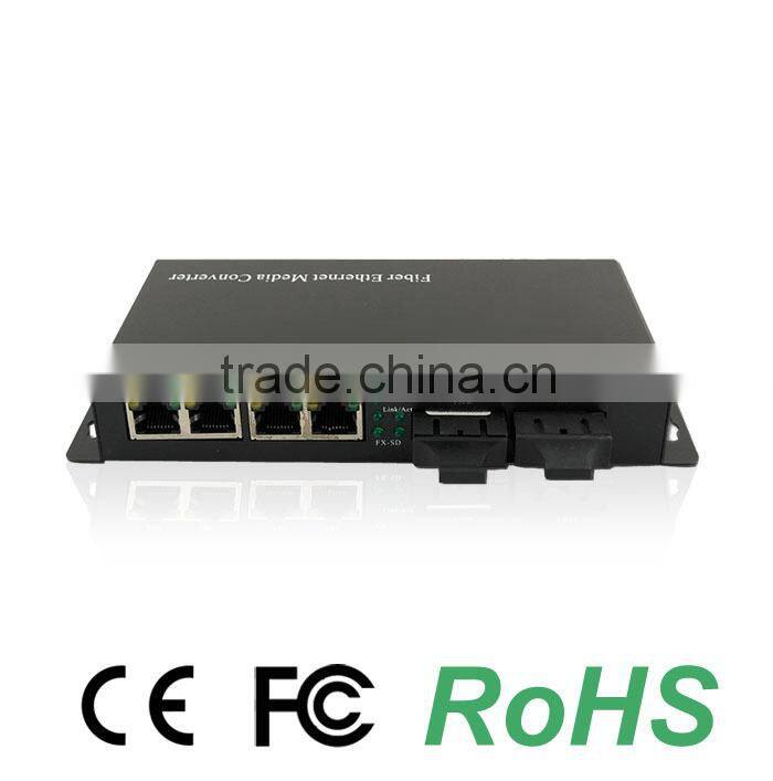 2 Fiber Ports and 4 RJ45 Ports Unmanaged Fiber Switch
