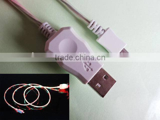 factory wholesale charging and data dual color led micro cable