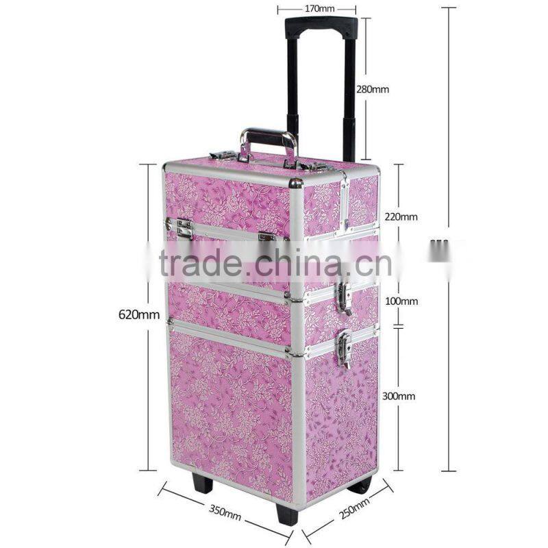 4 in 1 Makeup Nail Case Vanity Hairdressing Cosmetics Beauty Box Trolley