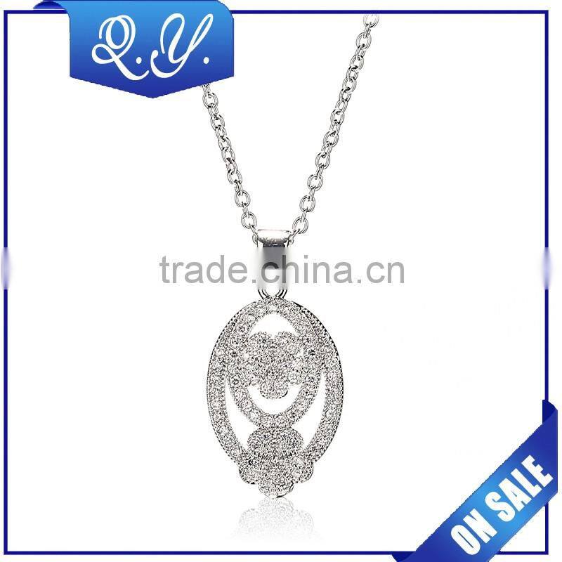 Latest Women Necklace Silver Color Delicate Zircon Paved Multi Flower Pendant Jewelry