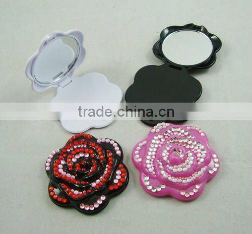 Flower shape plastic cheap beauty mirror for promotion