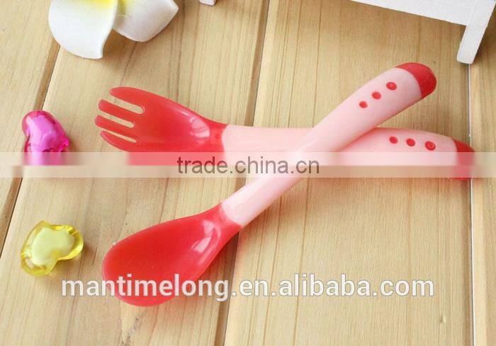 silicone baby spoon temperature sensoring spoon set baby feed tool