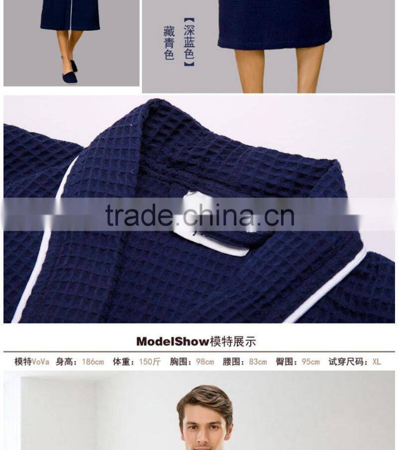 Guangzhou factory waffle hotel bath robe spa cotton robe for man