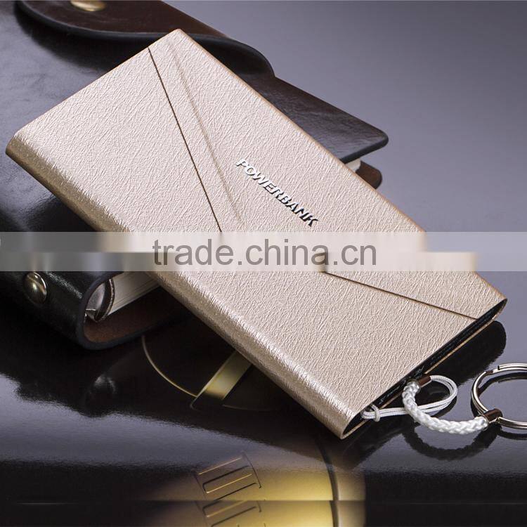 Portable leather Envelope customized logo 3000mah power bank