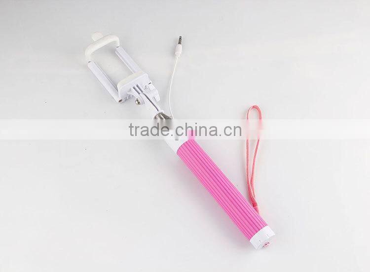 Cheapest wired selfie stick, smart phone holding wired monopod with shutter button, high quality monopod selfie stick