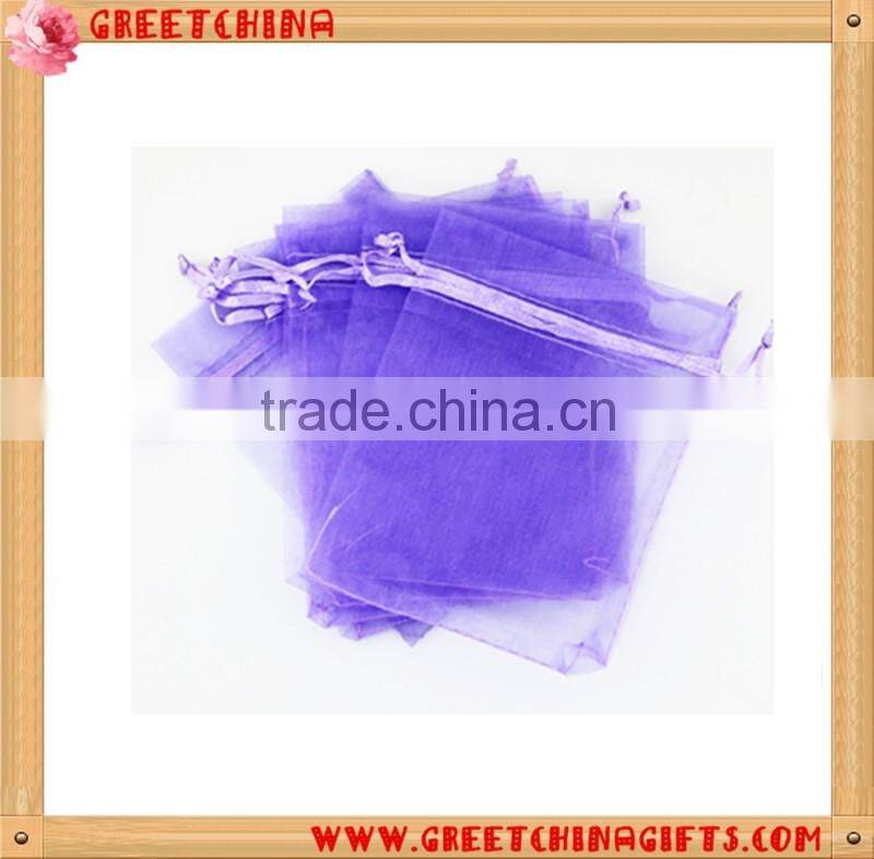 Eco-friendly recyclable drawstring organza cosmetic bags