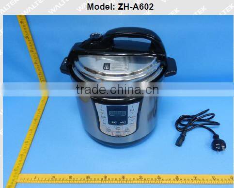 SAA 6L 1000W basic cheap 4 digital display stainless steel housing electric 8 cooking functions electric pressure cooker