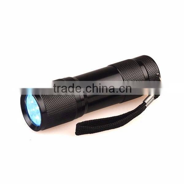 9 led 365nm uv flashlight for detecting fluorescer in cosmetics and baby stuff, Counterfeit Banknotes, Minerals, diamonds