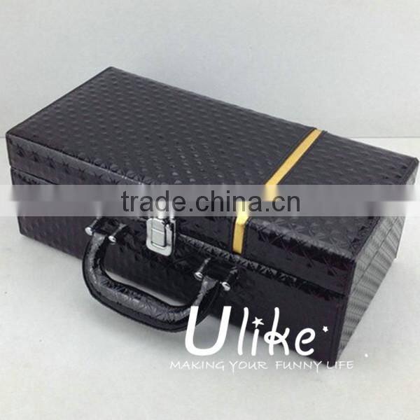 Leather beverage packing box Luxury Black Leather Wine Case Package wedding favors