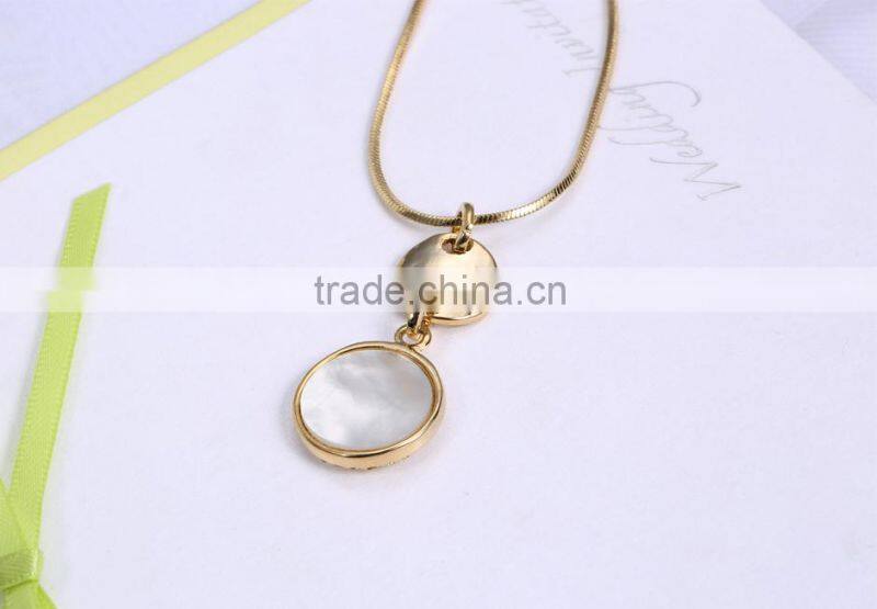 2015 new Korean fashion wild round shell necklace gold plated necklace wholesale pendant necklace for ladies