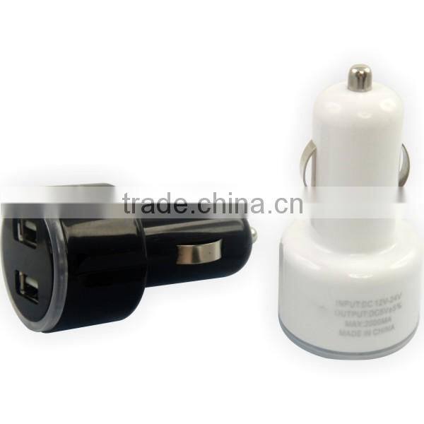 2 usb car phone charger with output 5V 1.5A/2.1A