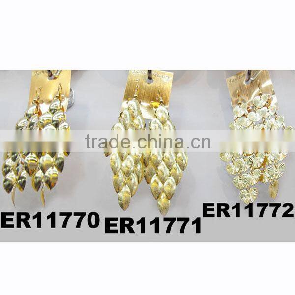 wholesale fashion gold tone metal dangle chandelier earrings